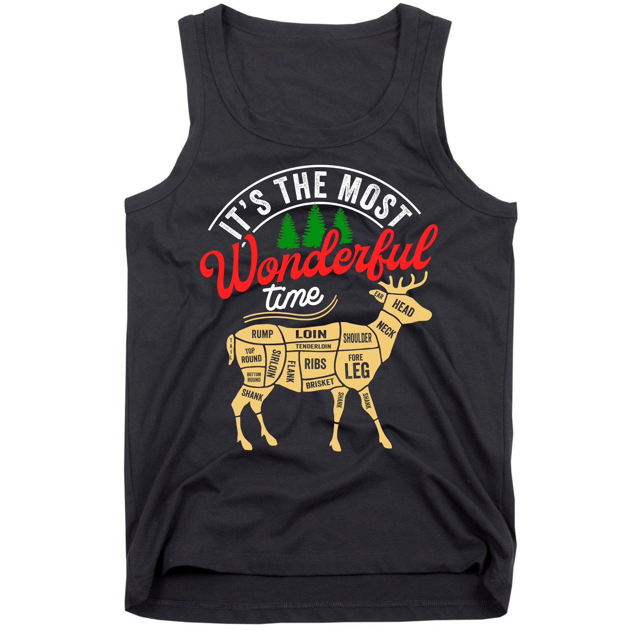 Funny Christmas Reindeer Hunter Deer Meat Hunting Gifts Tank Top