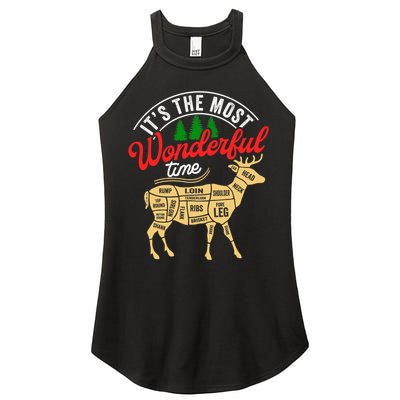 Funny Christmas Reindeer Hunter Deer Meat Hunting Gifts Women's Perfect Tri Rocker Tank