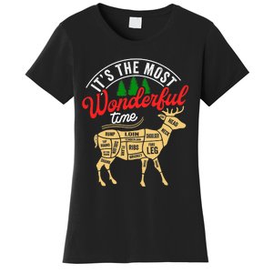 Funny Christmas Reindeer Hunter Deer Meat Hunting Gifts Women's T-Shirt