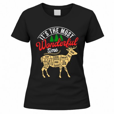 Funny Christmas Reindeer Hunter Deer Meat Hunting Gifts Women's T-Shirt