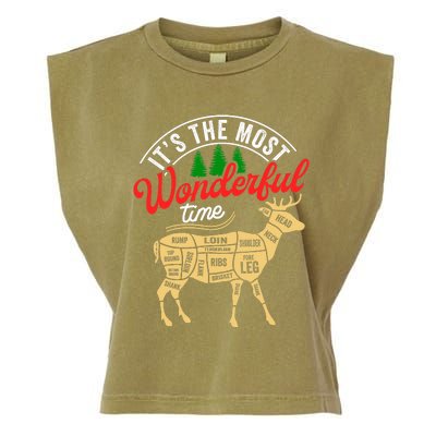 Funny Christmas Reindeer Hunter Deer Meat Hunting Gifts Garment-Dyed Women's Muscle Tee