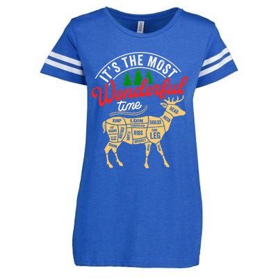 Funny Christmas Reindeer Hunter Deer Meat Hunting Gifts Enza Ladies Jersey Football T-Shirt