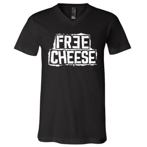 Free Cheese Retro V-Neck T-Shirt