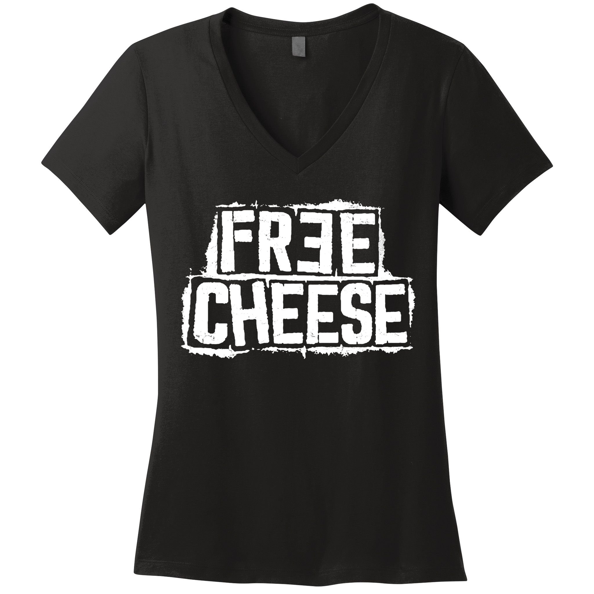 Free Cheese Retro Women's V-Neck T-Shirt