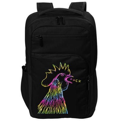 Funny Chicken Rooster Saying Fuck Tie Dye Impact Tech Backpack