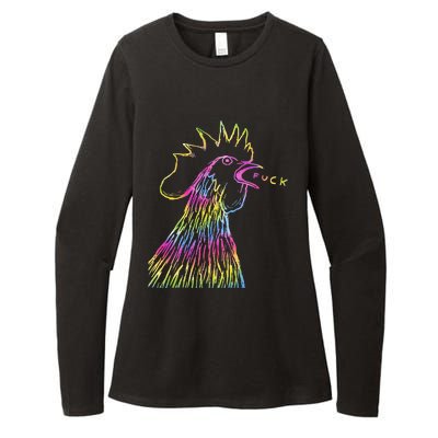 Funny Chicken Rooster Saying Fuck Tie Dye Womens CVC Long Sleeve Shirt