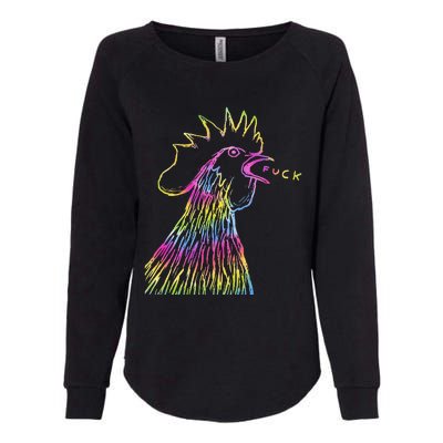 Funny Chicken Rooster Saying Fuck Tie Dye Womens California Wash Sweatshirt