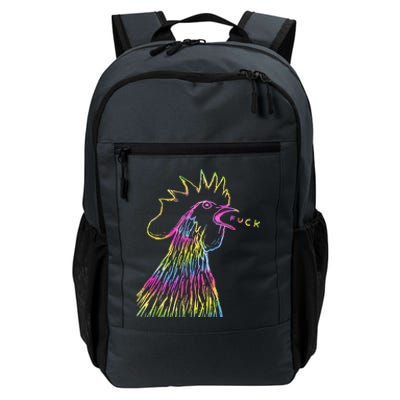 Funny Chicken Rooster Saying Fuck Tie Dye Daily Commute Backpack