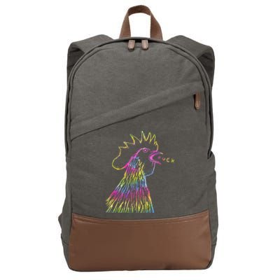 Funny Chicken Rooster Saying Fuck Tie Dye Cotton Canvas Backpack