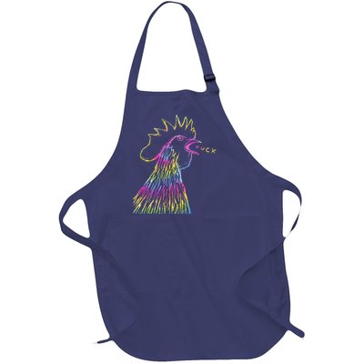 Funny Chicken Rooster Saying Fuck Tie Dye Full-Length Apron With Pockets