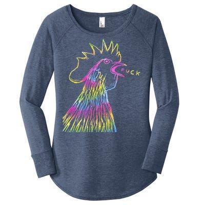 Funny Chicken Rooster Saying Fuck Tie Dye Women's Perfect Tri Tunic Long Sleeve Shirt