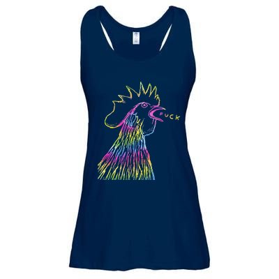 Funny Chicken Rooster Saying Fuck Tie Dye Ladies Essential Flowy Tank