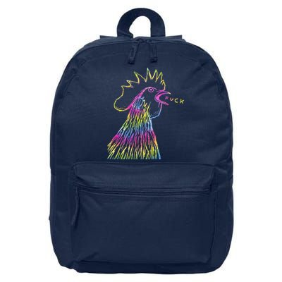 Funny Chicken Rooster Saying Fuck Tie Dye 16 in Basic Backpack