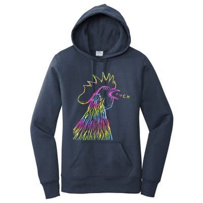 Funny Chicken Rooster Saying Fuck Tie Dye Women's Pullover Hoodie