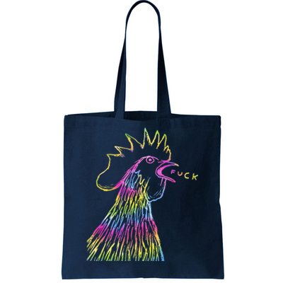 Funny Chicken Rooster Saying Fuck Tie Dye Tote Bag