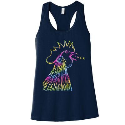 Funny Chicken Rooster Saying Fuck Tie Dye Women's Racerback Tank