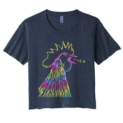 Funny Chicken Rooster Saying Fuck Tie Dye Women's Crop Top Tee