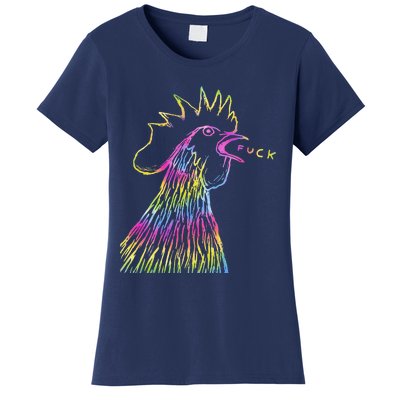 Funny Chicken Rooster Saying Fuck Tie Dye Women's T-Shirt