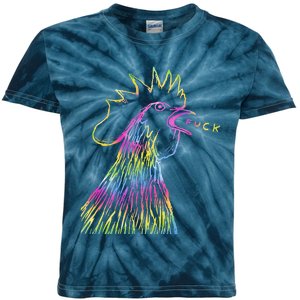 Funny Chicken Rooster Saying Fuck Tie Dye Kids Tie-Dye T-Shirt