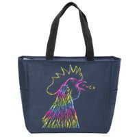 Funny Chicken Rooster Saying Fuck Tie Dye Zip Tote Bag