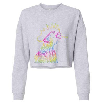 Funny Chicken Rooster Saying Fuck Tie Dye Cropped Pullover Crew