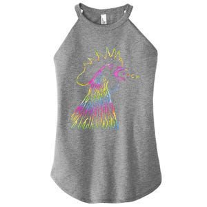 Funny Chicken Rooster Saying Fuck Tie Dye Women's Perfect Tri Rocker Tank