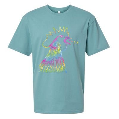 Funny Chicken Rooster Saying Fuck Tie Dye Sueded Cloud Jersey T-Shirt