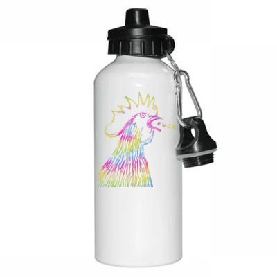 Funny Chicken Rooster Saying Fuck Tie Dye Aluminum Water Bottle