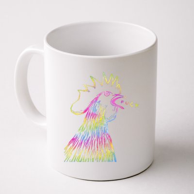 Funny Chicken Rooster Saying Fuck Tie Dye Coffee Mug