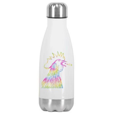 Funny Chicken Rooster Saying Fuck Tie Dye Stainless Steel Insulated Water Bottle