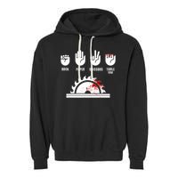 Funny Carpenter Rock Paper Scissors Table Saw Garment-Dyed Fleece Hoodie