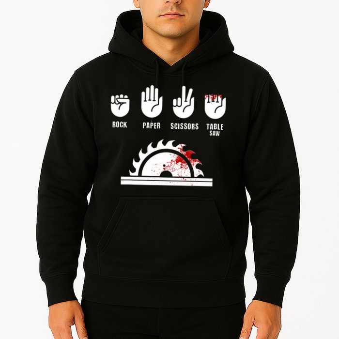 Funny Carpenter Rock Paper Scissors Table Saw Hoodie