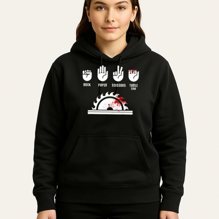 Funny Carpenter Rock Paper Scissors Table Saw Hoodie