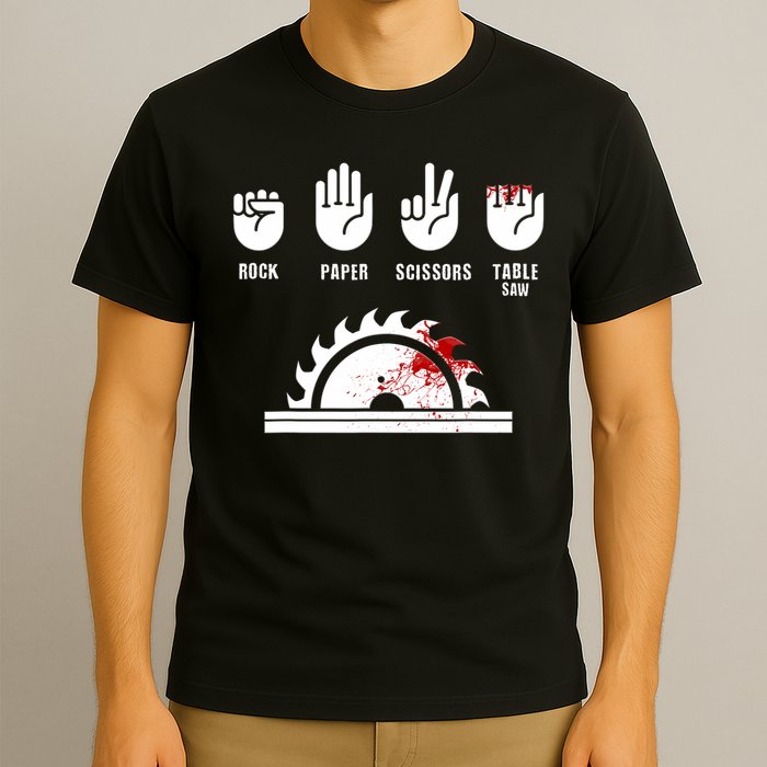 Funny Carpenter Rock Paper Scissors Table Saw T-Shirt