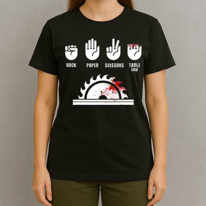 Funny Carpenter Rock Paper Scissors Table Saw T-Shirt