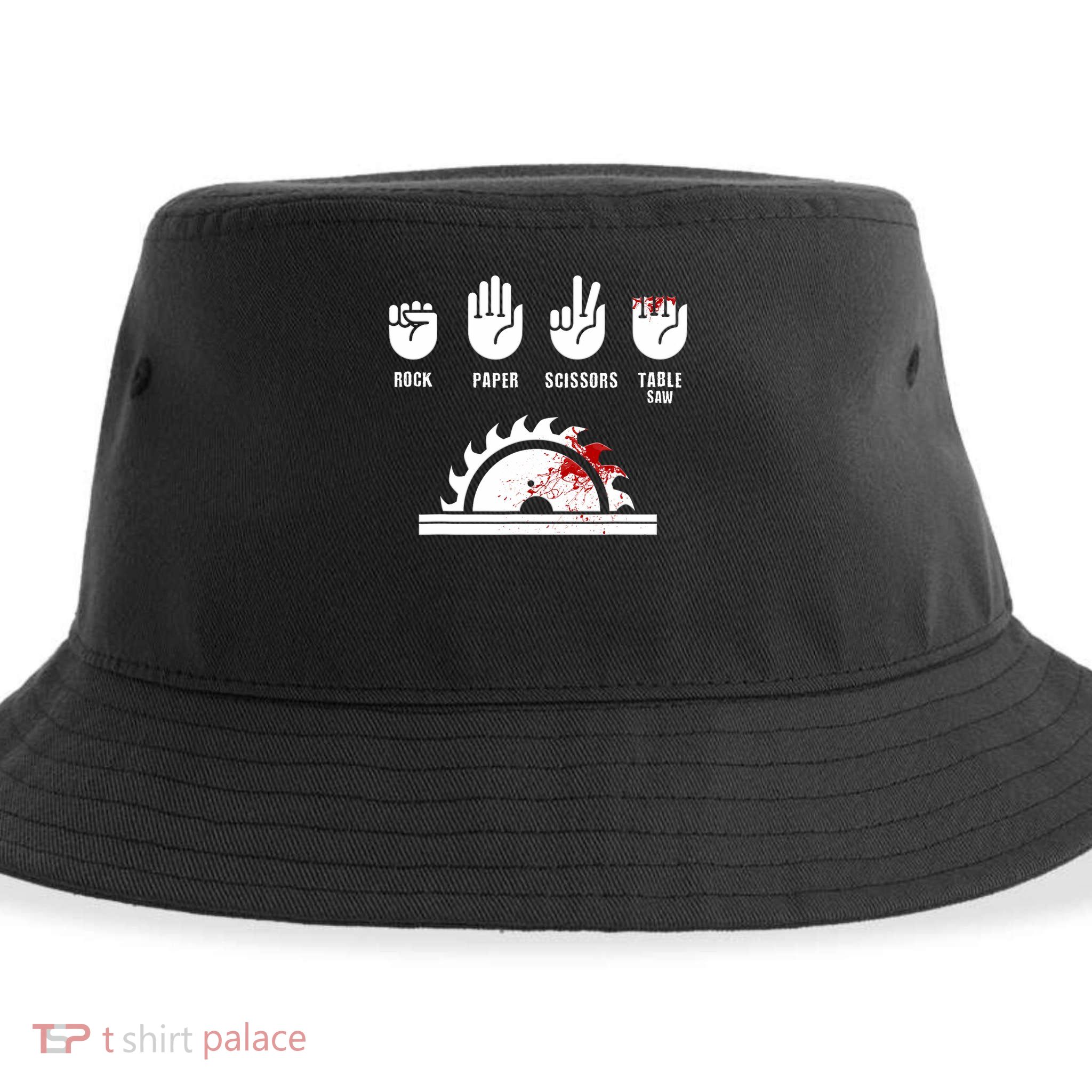 Funny Carpenter Rock Paper Scissors Table Saw Sustainable Bucket Hat