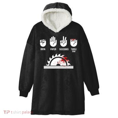 Funny Carpenter Rock Paper Scissors Table Saw Hooded Wearable Blanket