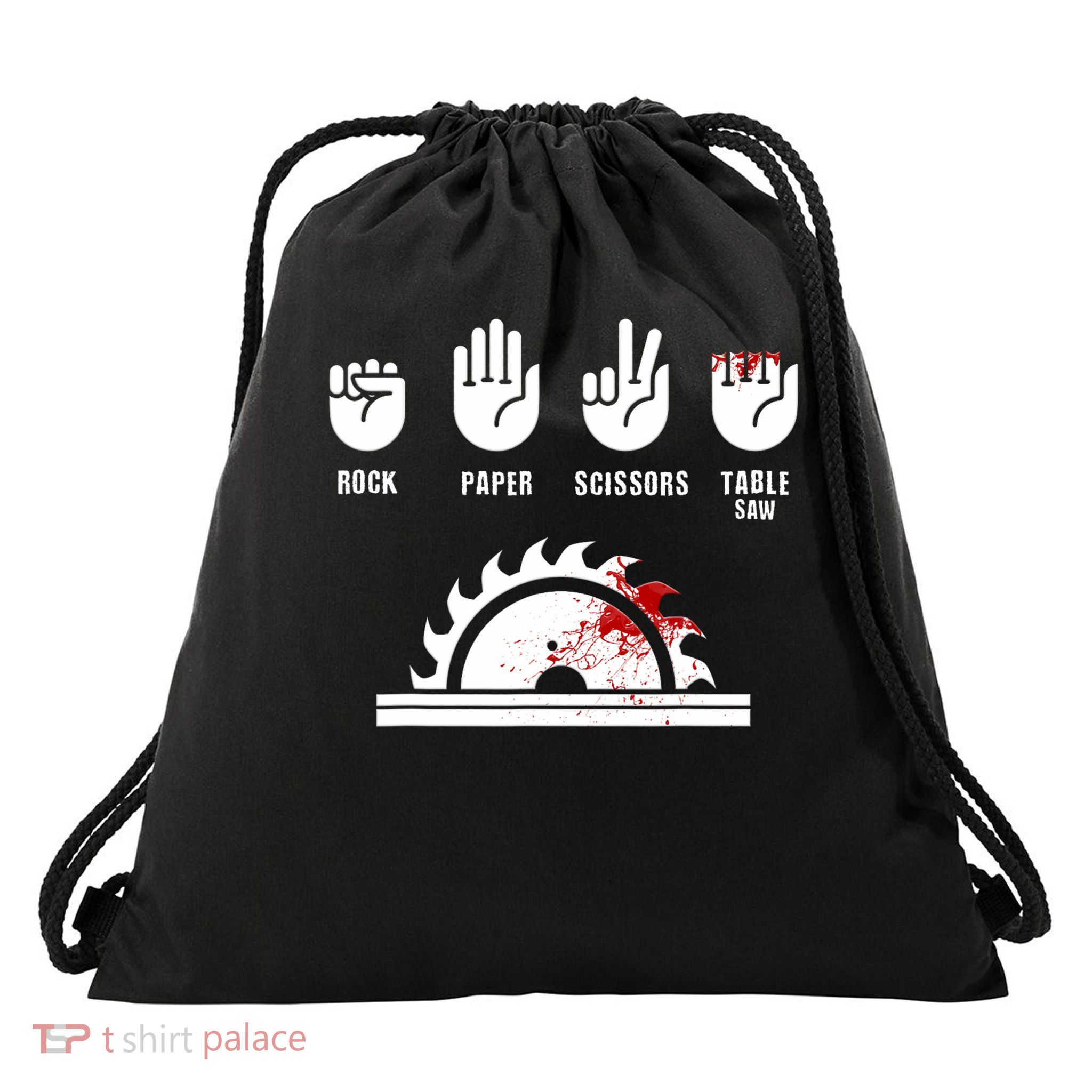 Funny Carpenter Rock Paper Scissors Table Saw Drawstring Bag