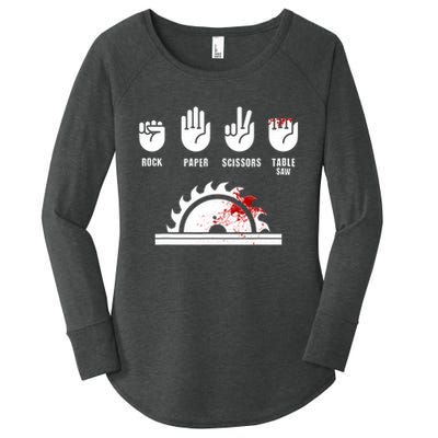Funny Carpenter Rock Paper Scissors Table Saw Women's Perfect Tri Tunic Long Sleeve Shirt