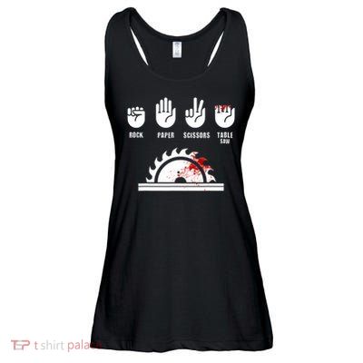 Funny Carpenter Rock Paper Scissors Table Saw Ladies Essential Flowy Tank