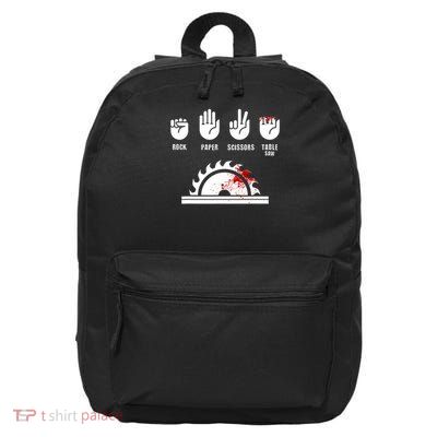 Funny Carpenter Rock Paper Scissors Table Saw 16 in Basic Backpack