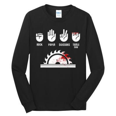 Funny Carpenter Rock Paper Scissors Table Saw Tall Long Sleeve T-Shirt