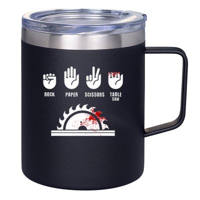 Funny Carpenter Rock Paper Scissors Table Saw 12oz Stainless Steel Coffee Mug
