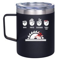 Funny Carpenter Rock Paper Scissors Table Saw 12oz Stainless Steel Coffee Mug