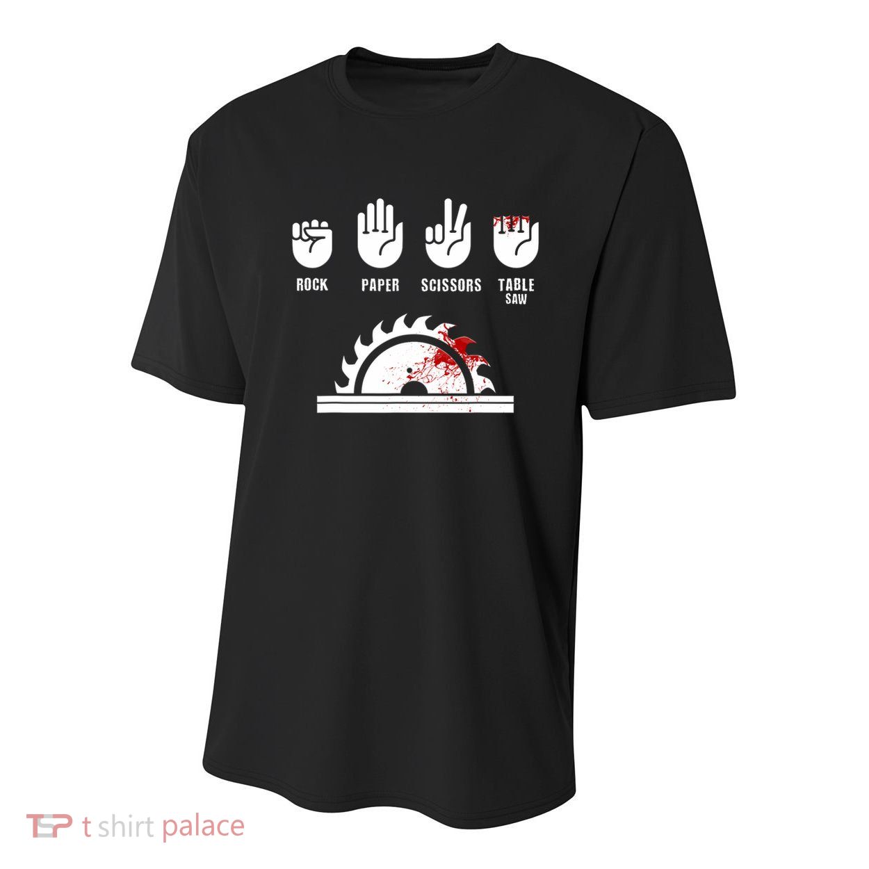 Funny Carpenter Rock Paper Scissors Table Saw Youth Performance Sprint T-Shirt