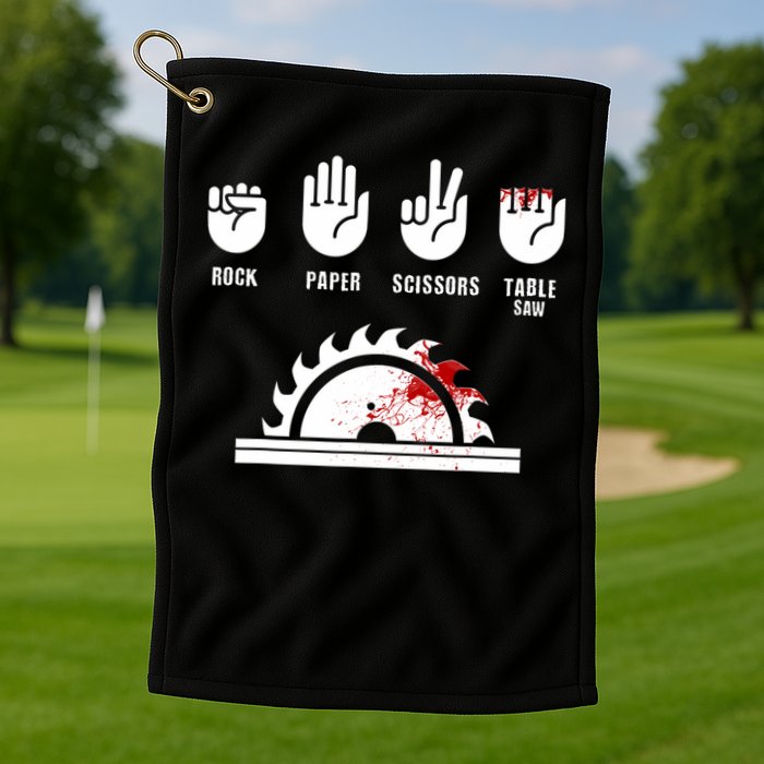 Funny Carpenter Rock Paper Scissors Table Saw Golf Towel
