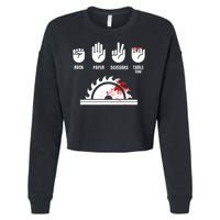 Funny Carpenter Rock Paper Scissors Table Saw Cropped Pullover Crew