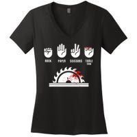 Funny Carpenter Rock Paper Scissors Table Saw Women's V-Neck T-Shirt
