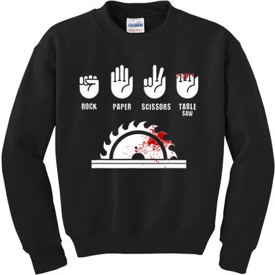 Funny Carpenter Rock Paper Scissors Table Saw Kids Sweatshirt
