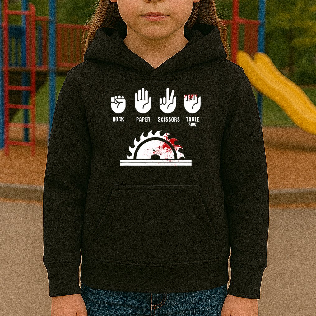 Funny Carpenter Rock Paper Scissors Table Saw Kids Hoodie
